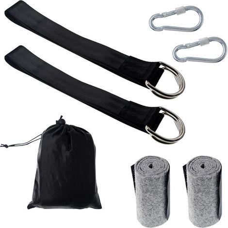 Lntyq Sangle Balancoire Arbre,300cm Fixation de Balançoire de Suspension avec Robustes Mousquetons,Anneaux en D et Coussinets de Protection d'arbre pour Hamac et Balancoire de Jardin Charge Max 300KG
