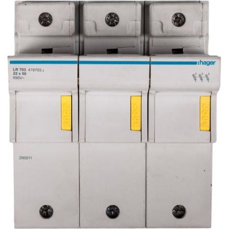 Interruptor fusible cilíndrico 3P 22x58mm LR703