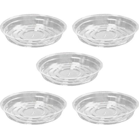 Soucoupes robustes pour pots de fleurs - Lot de 5 plateaux en plastique transparent pour l'intérieur et l'extérieur (1/5)