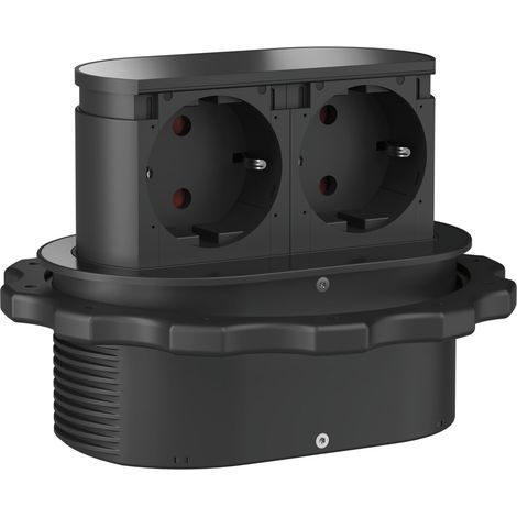 HPF Steckdosenelement Piccolino 2 Stk. Schukosteckdosen, schwarz