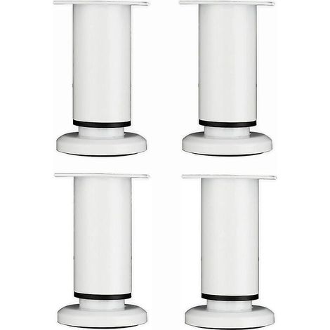 4 Pices Pieds De Meubles Rglables 12cm Blanc Jambe De Table Rond En Mtal Pour Canap Armoire Lit Avec Vis (1/5)