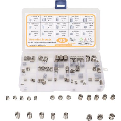 Lot de 65 douilles pour taraudage inox 303 réparation filetage inserts reducteurs écrous (1/5)