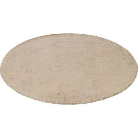 Tapis rond fait main en viscose beige douceur et élégance - Beige sable doux (1/3)