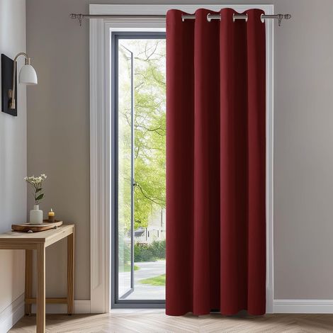 1 Panneau Rideau Occultant 132x214 Cm Thermique Polyester Oeillet Rouge Foncé Chambre Salon (1/5)