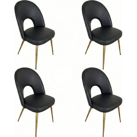 Set 4 Sedie Ecopelle Cucina Pranzo Soggiorno Ergonomiche Moderne nero