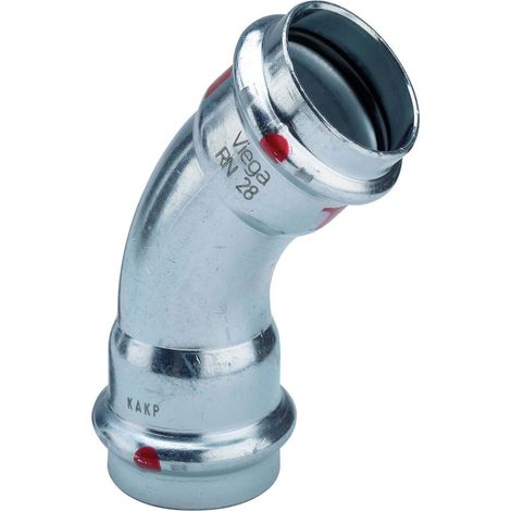Viega Bogen 45 Grad mit SC Prestabo 1126 in 28mm Stahl verzinkt, 558291 (1/5)