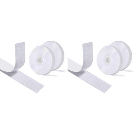 Ruban Auto-Agrippant Double Face - Lot de 2 - Nylon Résistant - Fixation Puissante Sans Perçage - Maison et Bricolage - Blanc 8m x 20mm (1/5)