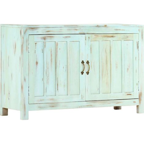 vidaXL Buffet Bleu clair 110x35x70 cm Bois de manguier massif (1/5)