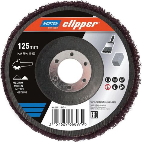 Norton – Disque abrasif décap express 125 mm – Pour décapage peinture et vernis bois dur – Fixation efficace – Ponçage machine rapide