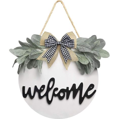 Panneau Bienvenue - Panneau En Bois Pour Porte D'Entrée - Style Rustique - 30 Cm - Décoration Intérieure Et Extérieure (1/5)