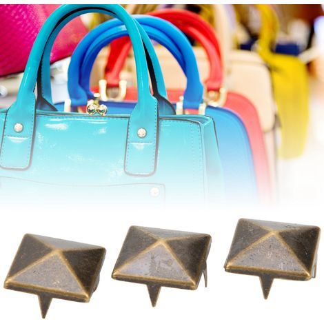 100 rivets punk pyramidaux carrés, clous métalliques à 4 branches, adaptés aux bracelets, vêtements, chaussures, sacs à main, bronze, 10 mm.