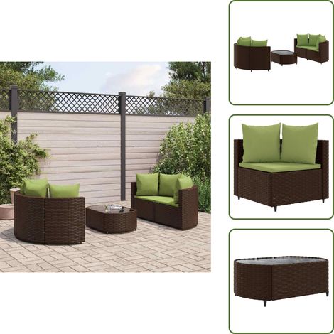 Tavolino da caffè - vidaXL Set Divano da Giardino 5 pz con Cuscini Marrone in Polyrattan - Rattan PE