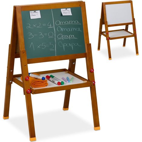 Caballete infantil 2 en 1: pizarra blanca y pizarra de tiza
