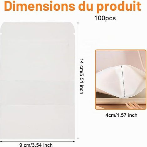 Sachet Kraft Alimentaire Blanc avec Fenetre, 14 x 9 cm (1/4)