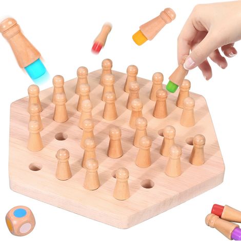 21 x 19 cm, Holz-Memory-Spielzeug, Schachspielzeug, Memory-Stöcke, Montesso