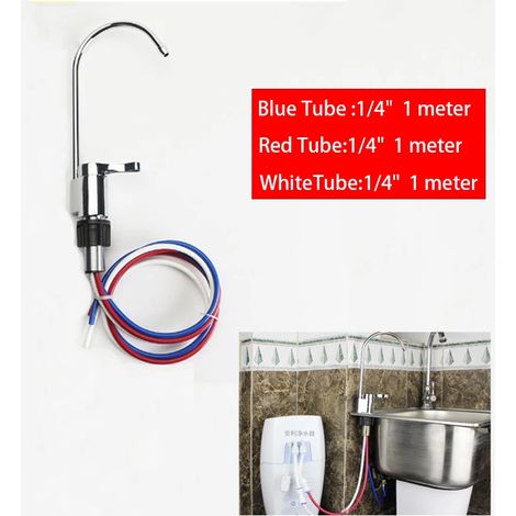 Robinet col de cygne 1/4" sans pression à trois tubes, accessoires de cuisine, purificateur d'eau Amway, inverseur de robinet, protection contre la purification de l'eau (1/5)