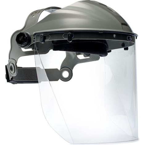 Bollé Safety – Visière de protection IFS20 – Polycarbonate incolore 1mm – Face relevable 24x32cm – Serre-tête réglable 57-64cm – Structure légère HDPE