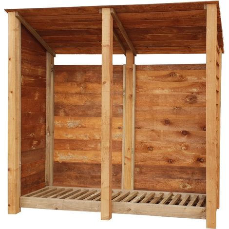 Wooden Log Store Reverse Roof, W187xH180cm (Brown finish)