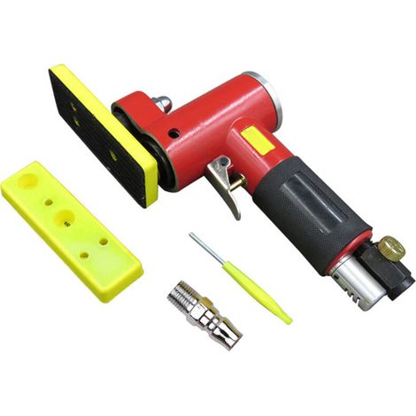 SJLERST Mini ponceuse pneumatique linéaire avec 2 patins de ponçage pour carrosseries, meubles, surfaces en bois et en métal