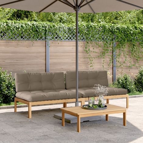 vidaXL Sofás centrales de palets jardín y cojines 2 uds madera acacia (1/5)