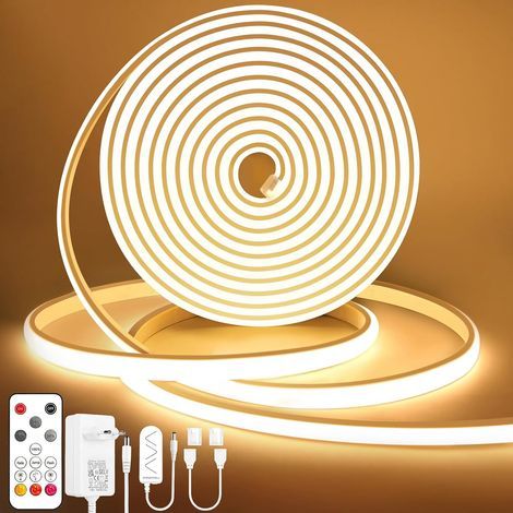 2 m COB-LED-Streifen – Warmweiß 3000 K – Dimmbar mit Fernbedienung – IP65 wasserdicht – Flexibles Silikonkabel für Küche und Schlafzimmer (1/5)