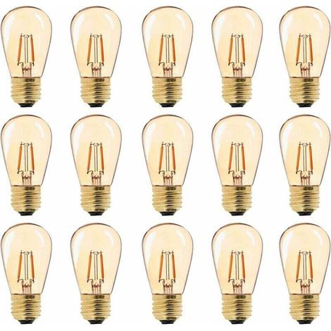 LED-Vintage-Glühbirne E27, ST45, einfach zu montieren, 1 W = 10 W Glühlampe, superwarmweiß 2200 K, E27-Sockel, Nachttischlampe, goldfarbenes Glas, nicht dimmbar, 15er-Pack [Energieklasse G]