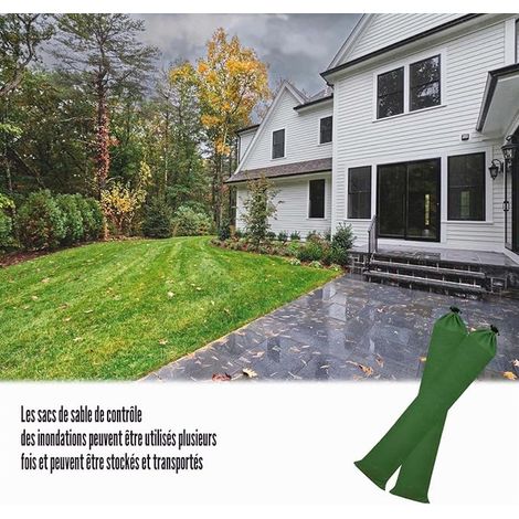 Anti-Flood Barriers 19 x 150 cm Canvas Sand Bags Sandbags Bag with Drawstring for Garages Doors Windows Green (1/2)