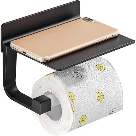 Derouleur Papier Toilette Porte Papier Toilette Mural Support Papier Toilettes, Métal Noir (1/5)
