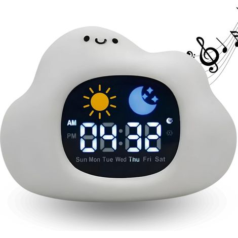 Entraîneur de sommeil pour enfants - Réveil en forme de nuage, veilleuse et réveil de sommeil, aide au sommeil pour bébés (1/5)