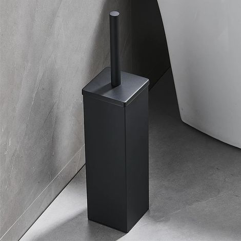 Brosse WC murale en acier inoxydable 304 (noir au sol) - Accessoires de salle de bain sans perçage (1/5)