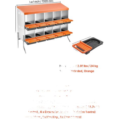 Nido per galline, struttura resistente, facile raccolta delle uova, 10 scomparti, 97 cm x 76-114 cm (1/2)