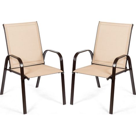 Juego de 2 sillas de patio 56 x 72 x 90 cm cómodas y resistentes reposabrazos curvos estilo contemporáneo metal marrón 200011298
