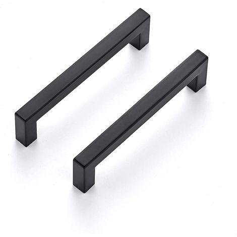 Lot de 2 poignées de tiroir noires en acier inoxydable de 128 mm pour meubles de cuisine - Poignées de tiroir noires pour meubles de cuisine