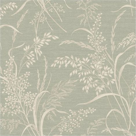 Grasslands Sage Wallpaper Trees Floral Green Cream Natural Grandeco Feature Wall (1/4)