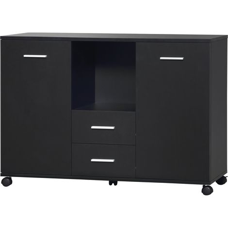 Multifunktionaler Büroschrank auf Lenkrollen, für Drucker und Akten, aus schwarzem Holz, 100 x 40 x 71 cm