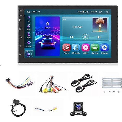 Autoradio double DIN Android 13 (2+64 Go) avec CarPlay sans fil, écran tactile 7 pouces, GPS, Wi-Fi et caméra de recul. (1/5)