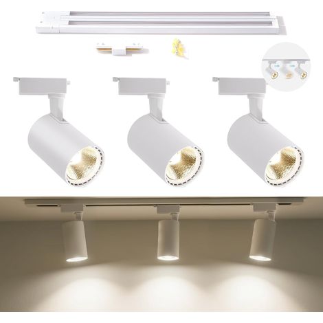 Lampada Soffitto 3 Punti Faretto LED Rotante 30W Bianco (1/5)