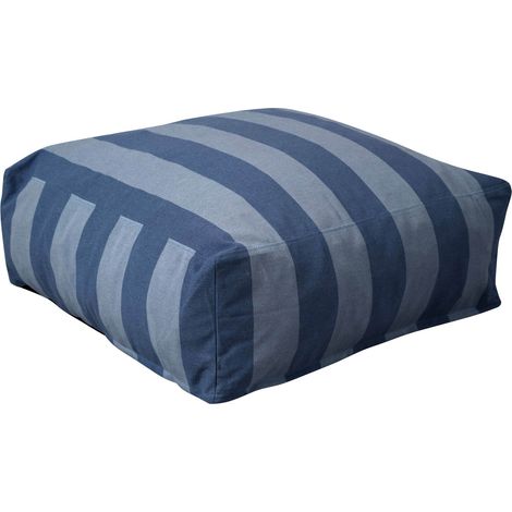 Pouf rayé pour salon de jardin modulable bleu pacific - Mixi