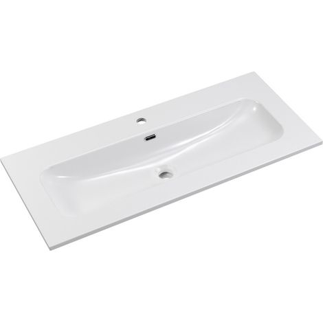 Einbauwaschbecken LARGO 100 cm in glänzend weißer Keramik
