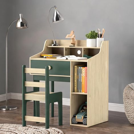 Ensemble table et chaises enfant vert en MDF 80,4 x 50 x 96 cm (1/5)