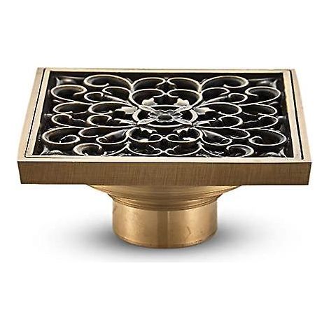 drain De Plancher De Salle De Bain En Laiton - Anciennes Drain De Douche Carr Unique Fleur Sculpte Pour Toilettes Jardin 10 10 Cm (1/5)