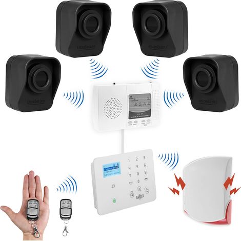 Kit "protection agricole" - 4 détecteurs de mouvement sur piles + alerte GSM appel/SMS + sirène 120 dB (gamme DA600+/KP) (1/5)