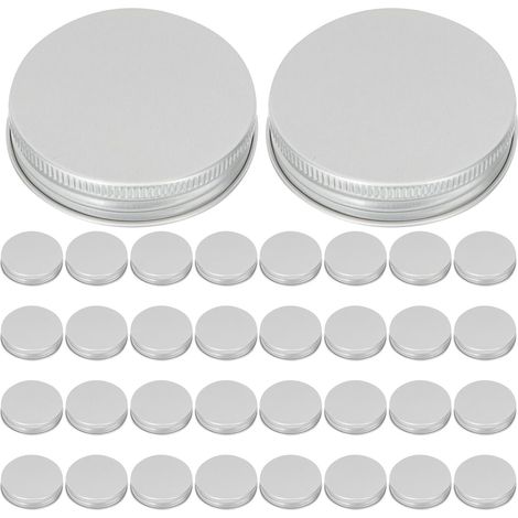 Silberne Aluminiumdeckel, 53 mm, formstabil, 50er-Packung, vielseitig einsetzbar, auslaufsichere Schraubverschlüsse für Flaschen, Küche und Aufbewahrung (1/5)