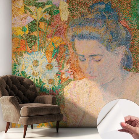 Papier peint adhésif avec colle pour décoration moderne de salon chambre à coucher cuisine et bureau Facile Portrait floral 250x250 cm (1/5)