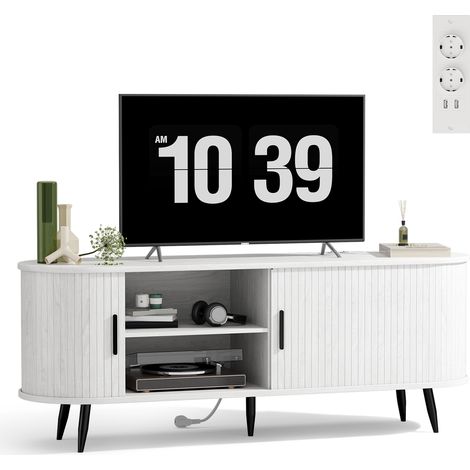 Meuble télé bas 145 cm avec prise et USB pour TV 60 pouces (1/5)