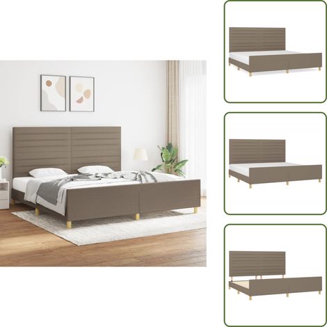 Cama de tela - vidaXL Cama sin colchón tela gris taupe 200x200 cm - Cama con cabecero ajustable