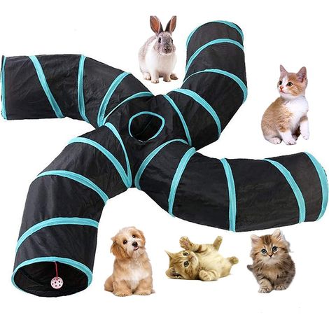 Tunnel pour chat, tunnel de jeu pliable en forme de cube pour chats, chiens, lapins et autres animaux de compagnie (1/4)