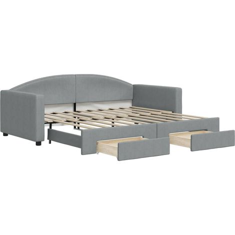 vidaXL Divano Letto Estraibile Cassetti Grigio Chiaro 90x190cm Tessuto (1/5)