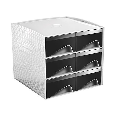 Mini module de rangement plastique Cep My Cube 6 tiroirs noirs (1/2)
