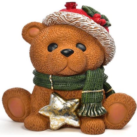 Base per albero di natale orso con stella in poliresina decorazione natalizia (1/2)